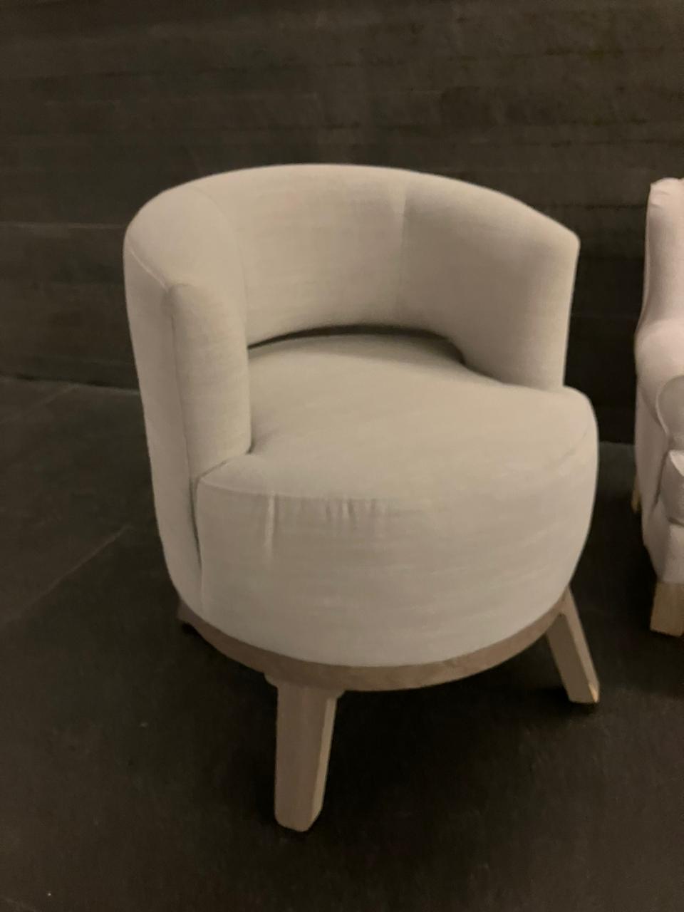 Set de Sillones Individuales de Tela Gris con Madera