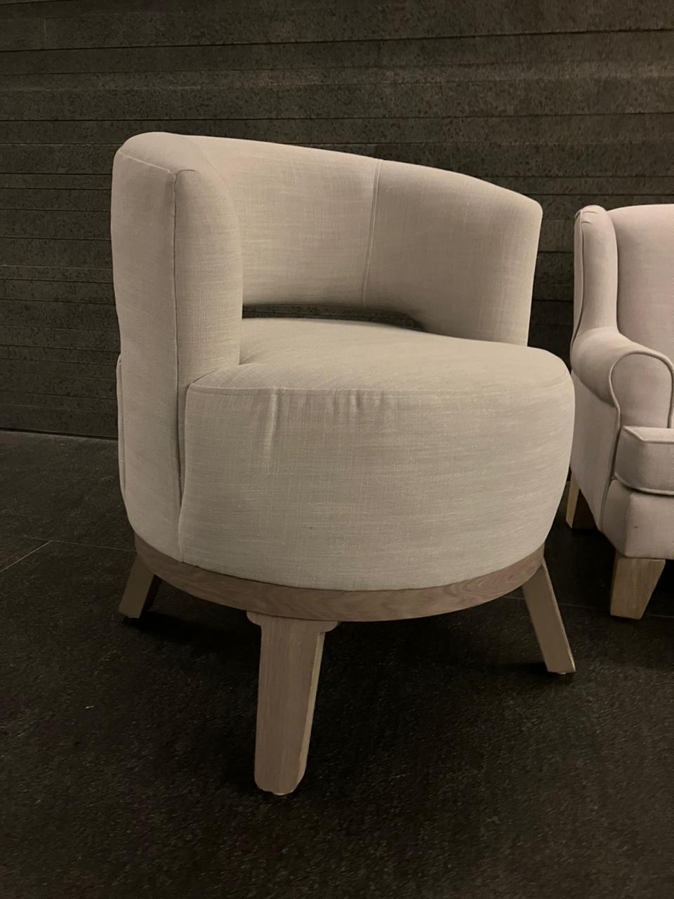 Set de Sillones Individuales de Tela Gris con Madera