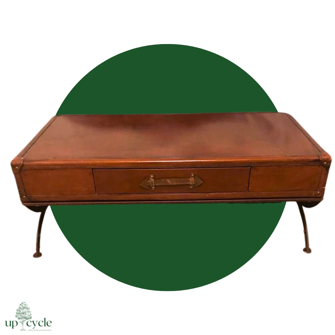 Mesa de Centro Rectangular Estilo Vintage de Madera con Patas de Herrería