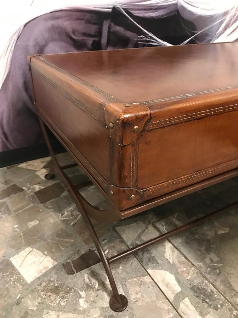 Mesa de Centro Rectangular Estilo Vintage de Madera con Patas de Herrería